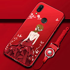 Funda Bumper Silicona Gel Espejo Vestido de Novia Carcasa para Huawei P Smart Z Rojo