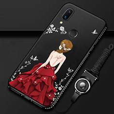 Funda Bumper Silicona Gel Espejo Vestido de Novia Carcasa para Huawei P Smart Z Rojo y Negro