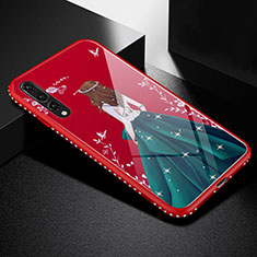Funda Bumper Silicona Gel Espejo Vestido de Novia Carcasa para Huawei P20 Pro Rojo Rosa