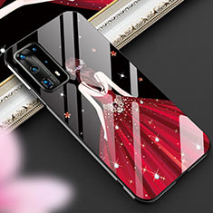 Funda Bumper Silicona Gel Espejo Vestido de Novia Carcasa para Huawei P40 Pro+ Plus Rojo y Negro