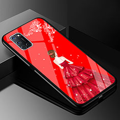 Funda Bumper Silicona Gel Espejo Vestido de Novia Carcasa para Oppo A92 Rojo