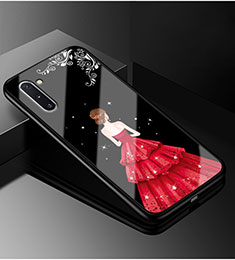 Funda Bumper Silicona Gel Espejo Vestido de Novia Carcasa para Samsung Galaxy Note 10 Plus Rojo y Negro