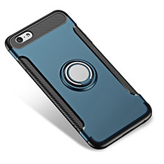 Funda Bumper Silicona Mate con Anillo de dedo Soporte para Apple iPhone 6 Plus Azul
