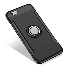 Funda Bumper Silicona Mate con Anillo de dedo Soporte para Apple iPhone 6 Plus Negro