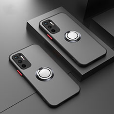 Funda Bumper Silicona Transparente con Magnetico Anillo de dedo Soporte T01 para Xiaomi POCO M3 Pro 5G Negro