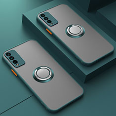 Funda Bumper Silicona Transparente con Magnetico Anillo de dedo Soporte T01 para Xiaomi Redmi 9T 4G Verde