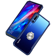 Funda Bumper Silicona Transparente Espejo 360 Grados con Magnetico Anillo de dedo Soporte A01 para Huawei Honor Magic 2 Azul