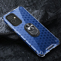 Funda Bumper Silicona Transparente Espejo 360 Grados con Magnetico Anillo de dedo Soporte AM1 para OnePlus 9 5G Azul