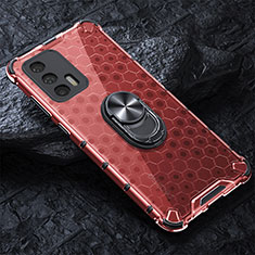 Funda Bumper Silicona Transparente Espejo 360 Grados con Magnetico Anillo de dedo Soporte AM1 para Realme GT Neo 5G Rojo