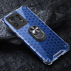 Funda Bumper Silicona Transparente Espejo 360 Grados con Magnetico Anillo de dedo Soporte AM1 para Xiaomi Mi Mix 4 5G Azul