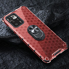 Funda Bumper Silicona Transparente Espejo 360 Grados con Magnetico Anillo de dedo Soporte AM1 para Xiaomi Poco X3 GT 5G Rojo