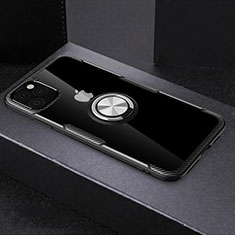 Funda Bumper Silicona Transparente Espejo 360 Grados con Magnetico Anillo de dedo Soporte M01 para Apple iPhone 11 Pro Max Negro