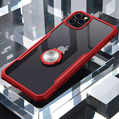 Funda Bumper Silicona Transparente Espejo 360 Grados con Magnetico Anillo de dedo Soporte para Apple iPhone 11 Pro Rojo