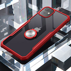 Funda Bumper Silicona Transparente Espejo 360 Grados con Magnetico Anillo de dedo Soporte para Apple iPhone 11 Rojo