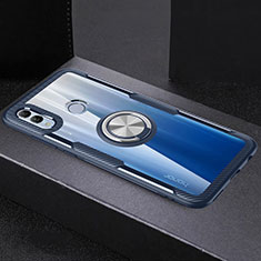 Funda Bumper Silicona Transparente Espejo 360 Grados con Magnetico Anillo de dedo Soporte para Huawei Honor 10 Lite Azul Cielo