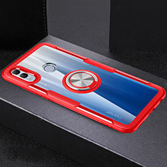 Funda Bumper Silicona Transparente Espejo 360 Grados con Magnetico Anillo de dedo Soporte para Huawei Honor 10 Lite Rojo