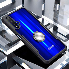 Funda Bumper Silicona Transparente Espejo 360 Grados con Magnetico Anillo de dedo Soporte para Huawei Honor 20 Negro