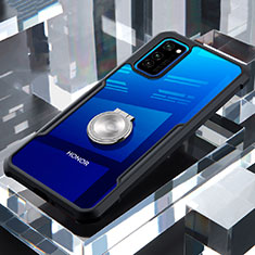 Funda Bumper Silicona Transparente Espejo 360 Grados con Magnetico Anillo de dedo Soporte para Huawei Honor V30 Pro 5G Negro