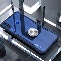 Funda Bumper Silicona Transparente Espejo 360 Grados con Magnetico Anillo de dedo Soporte para Huawei Honor View 10 Lite Azul