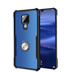 Funda Bumper Silicona Transparente Espejo 360 Grados con Magnetico Anillo de dedo Soporte para Huawei Mate 20 X 5G Negro