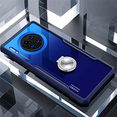 Funda Bumper Silicona Transparente Espejo 360 Grados con Magnetico Anillo de dedo Soporte para Huawei Mate 30 5G Azul