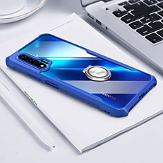 Funda Bumper Silicona Transparente Espejo 360 Grados con Magnetico Anillo de dedo Soporte para Huawei Nova 6 5G Azul