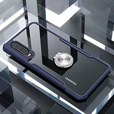 Funda Bumper Silicona Transparente Espejo 360 Grados con Magnetico Anillo de dedo Soporte para Huawei P30 Azul