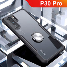 Funda Bumper Silicona Transparente Espejo 360 Grados con Magnetico Anillo de dedo Soporte para Huawei P30 Pro Negro