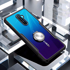 Funda Bumper Silicona Transparente Espejo 360 Grados con Magnetico Anillo de dedo Soporte para Oppo Reno Ace Negro