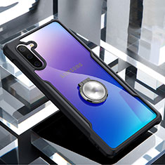 Funda Bumper Silicona Transparente Espejo 360 Grados con Magnetico Anillo de dedo Soporte para Samsung Galaxy Note 10 5G Negro