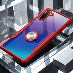 Funda Bumper Silicona Transparente Espejo 360 Grados con Magnetico Anillo de dedo Soporte para Samsung Galaxy Note 10 Rojo