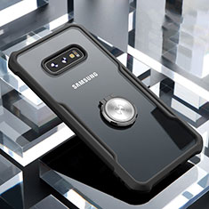 Funda Bumper Silicona Transparente Espejo 360 Grados con Magnetico Anillo de dedo Soporte para Samsung Galaxy S10e Negro