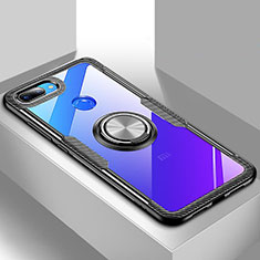 Funda Bumper Silicona Transparente Espejo 360 Grados con Magnetico Anillo de dedo Soporte para Xiaomi Mi 8 Lite Plata