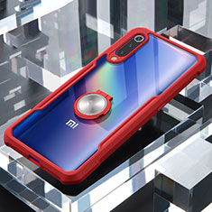 Funda Bumper Silicona Transparente Espejo 360 Grados con Magnetico Anillo de dedo Soporte para Xiaomi Mi 9 Lite Rojo