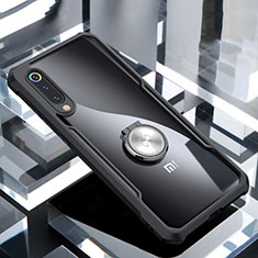 Funda Bumper Silicona Transparente Espejo 360 Grados con Magnetico Anillo de dedo Soporte para Xiaomi Mi A3 Lite Negro