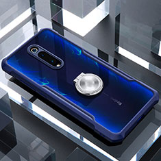 Funda Bumper Silicona Transparente Espejo 360 Grados con Magnetico Anillo de dedo Soporte para Xiaomi Redmi K20 Azul