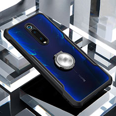 Funda Bumper Silicona Transparente Espejo 360 Grados con Magnetico Anillo de dedo Soporte para Xiaomi Redmi K20 Pro Negro