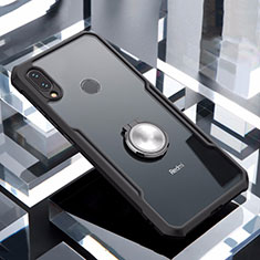 Funda Bumper Silicona Transparente Espejo 360 Grados con Magnetico Anillo de dedo Soporte para Xiaomi Redmi Note 7 Negro