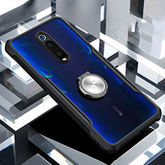 Funda Bumper Silicona Transparente Espejo 360 Grados con Magnetico Anillo de dedo Soporte T01 para Xiaomi Mi 9T Pro Negro