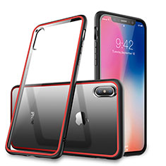 Funda Bumper Silicona Transparente Espejo 360 Grados para Apple iPhone X Rojo y Negro