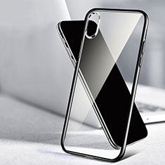 Funda Bumper Silicona Transparente Espejo 360 Grados T02 para Apple iPhone X Negro
