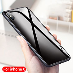Funda Bumper Silicona Transparente Espejo 360 Grados T04 para Apple iPhone X Negro