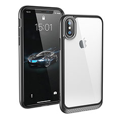 Funda Bumper Silicona Transparente Espejo 360 Grados T08 para Apple iPhone Xs Max Negro