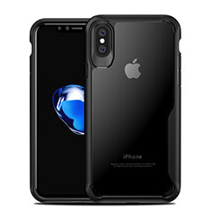 Funda Bumper Silicona Transparente Espejo 360 Grados T10 para Apple iPhone X Negro