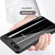 Funda Bumper Silicona Transparente Espejo para Huawei Nova 2S Negro