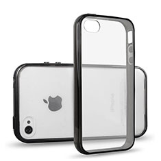 Funda Bumper Silicona Transparente Mate para Apple iPhone 4 Negro