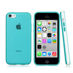 Funda Bumper Silicona Transparente Mate para Apple iPhone 5C Azul Cielo