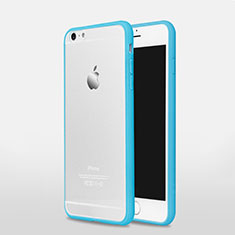Funda Bumper Silicona Transparente Mate para Apple iPhone 6 Plus Azul