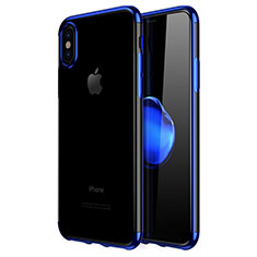 Funda Bumper Silicona Transparente Mate para Apple iPhone X Azul