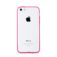 Funda Bumper Silicona Transparente Mate T01 para Apple iPhone 5C Rosa Roja